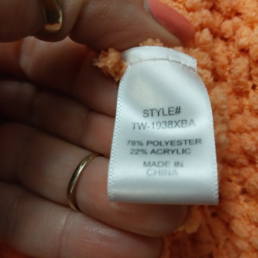3560 Size 2X Zenana Peach Popcorn Texture Cardigan Sweater. - Picture 5 of 5